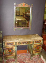 Dressing table shown with matching mirror.